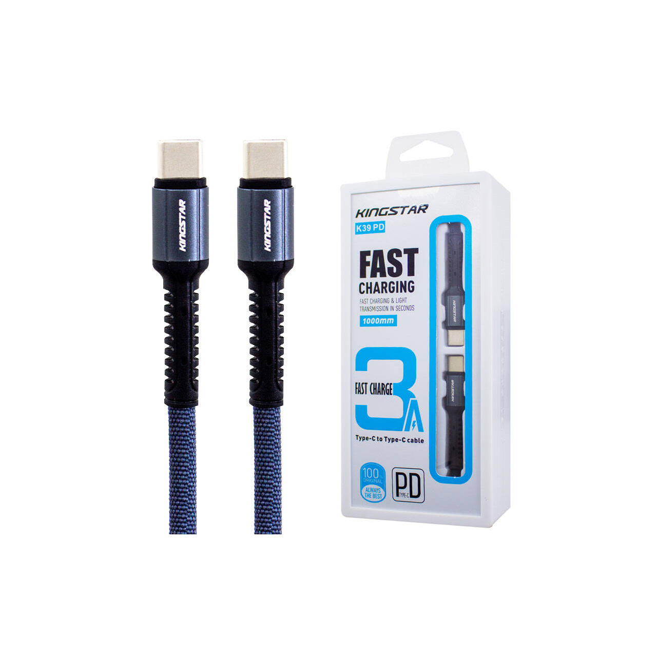 کابل تبدیل فست شارژ KingStar K39PD Type-C To Type-C 3A 1m