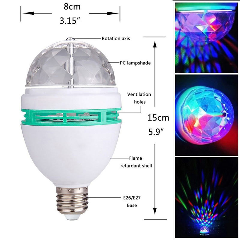 لامپ رقص نور گردان Rotating Lamp 3W E27