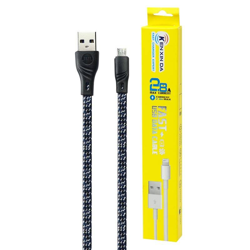 کابل شارژ میکرو فلت Ken Xin Da 2.8A 30cm پاوربانک