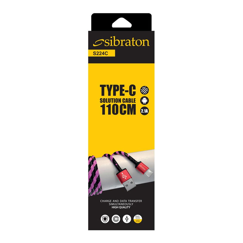 کابل شارژ TYPE C سیبراتون SIBRATON K224C 110CM