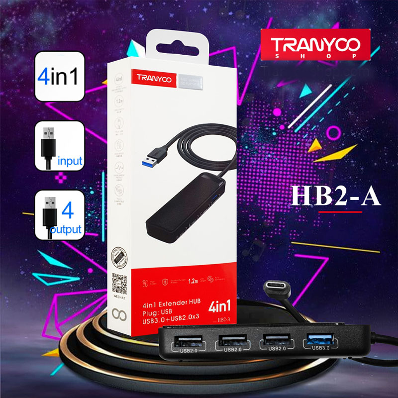 هاب 4 پورت ترانیو TRANYOO 4IN1 HB2-A 3USB 2.0 + 1USB 3.0