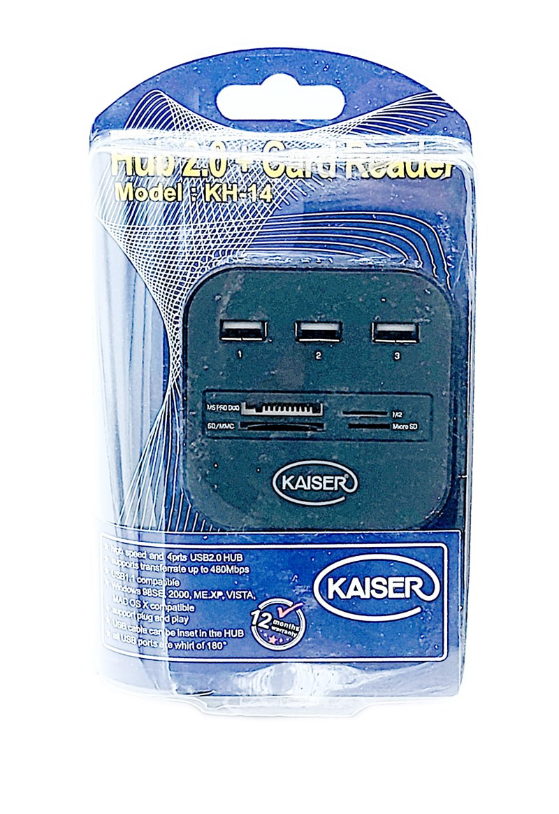 هاب 3 پورت کایزر kaiser KH-14 - USB 2.0 + کارت ریدر