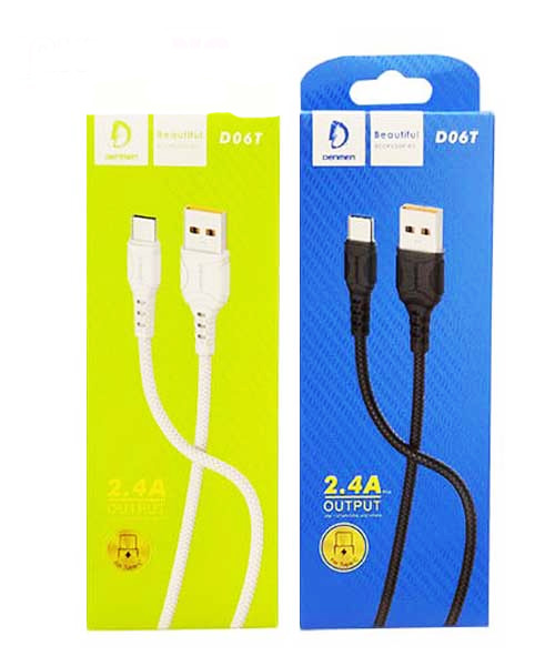 کابل شارژ TYPE C فست Denmen D06T 2.4A 1m