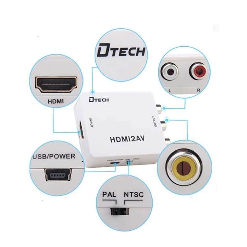 تبدیل HDMI TO AV دیتک (HDMI TO AV DTECH)