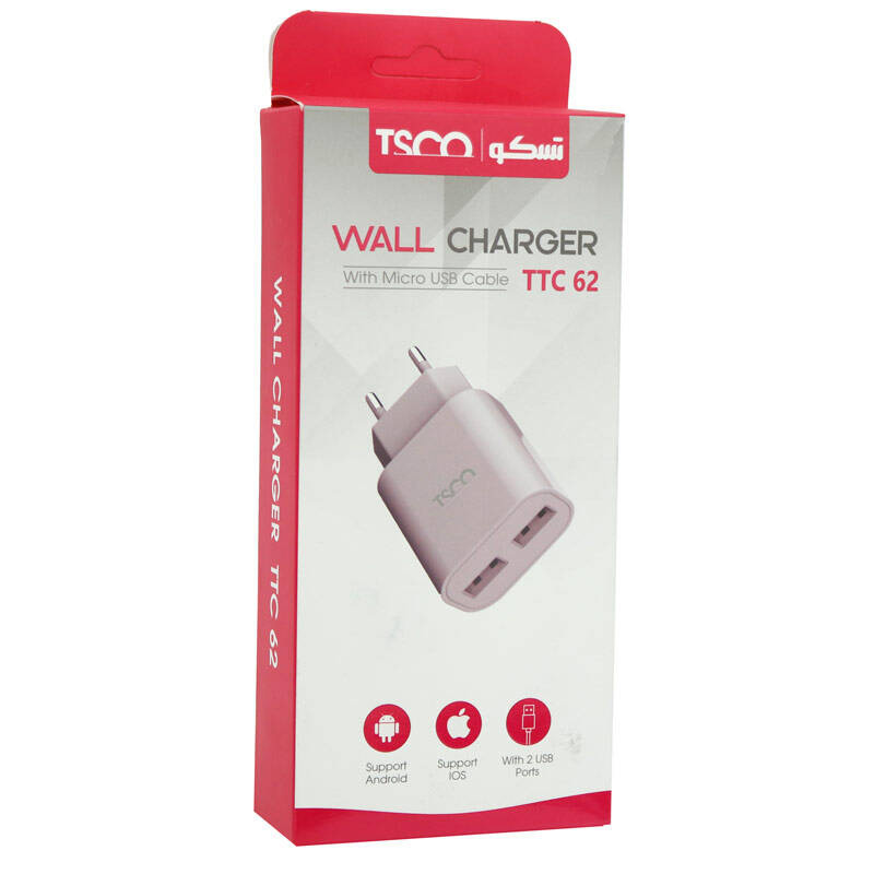 شارژر دیواری تسکو TSCO TTC62 + کابل میکرو