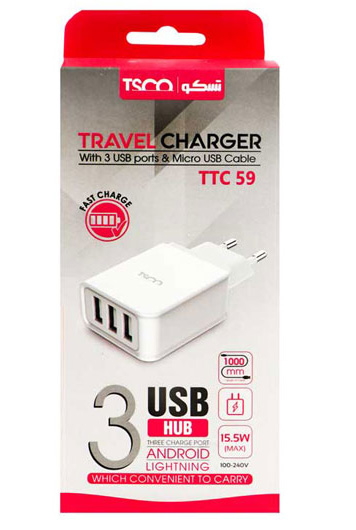 شارژر دیواری تسکو TSCO TTC59 + کابل میکرو