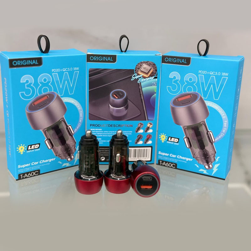 شارژر فندکی PD & QC 3.0 38W T-A60C