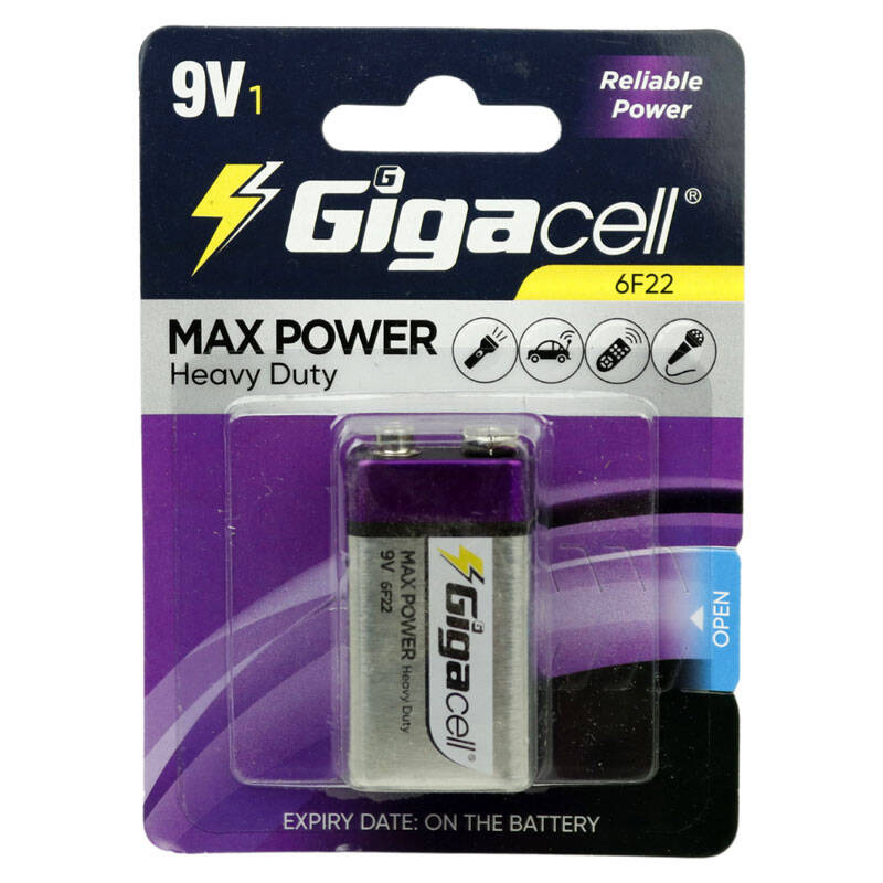 باتری کتابی گیگاسل Gigacell Max Power Heavy Duty 6F22 9V