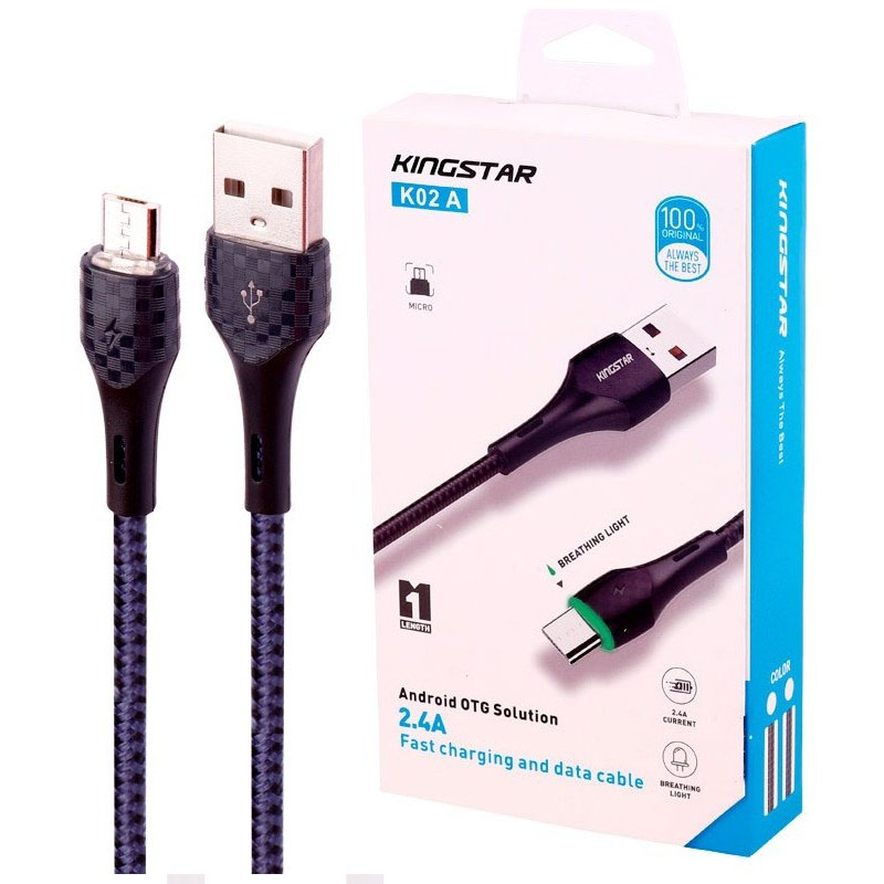 کابل شارژ میکرو کینگ استار KINGSTAR K02A 1M 2.4A