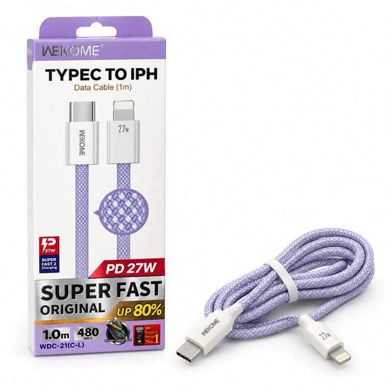 کابل شارژ WEKOME WDC-21 TYPE-C to Lightning 1M 27W