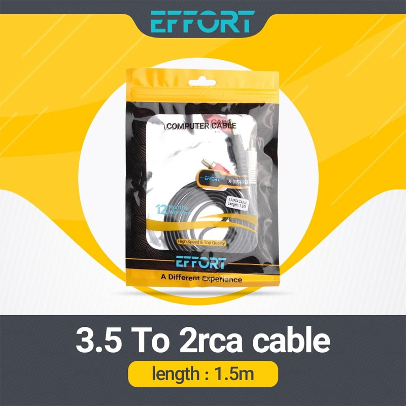 کابل 1 به 2 صدا گلد ایفورت EFFORT AUX TO RCA GOLD 1.5M