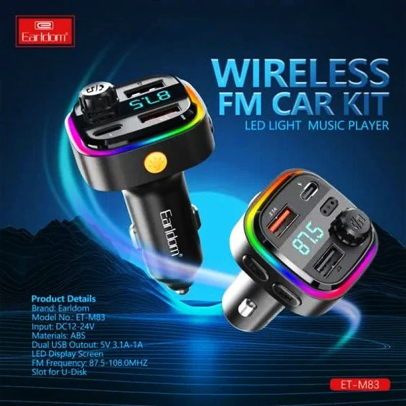 اف ام پلیر FM PLAYER + شارژر فندکی EARLDOM M83 3.1A
