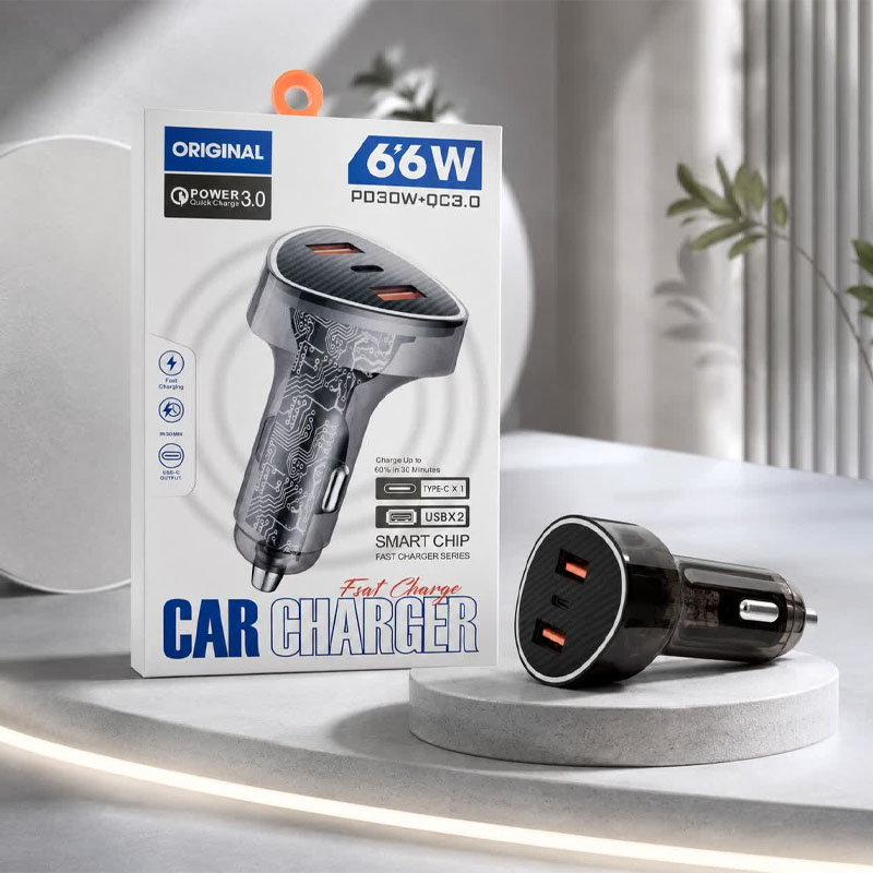 شارژر فندکی PD30W + QC3.0 66W