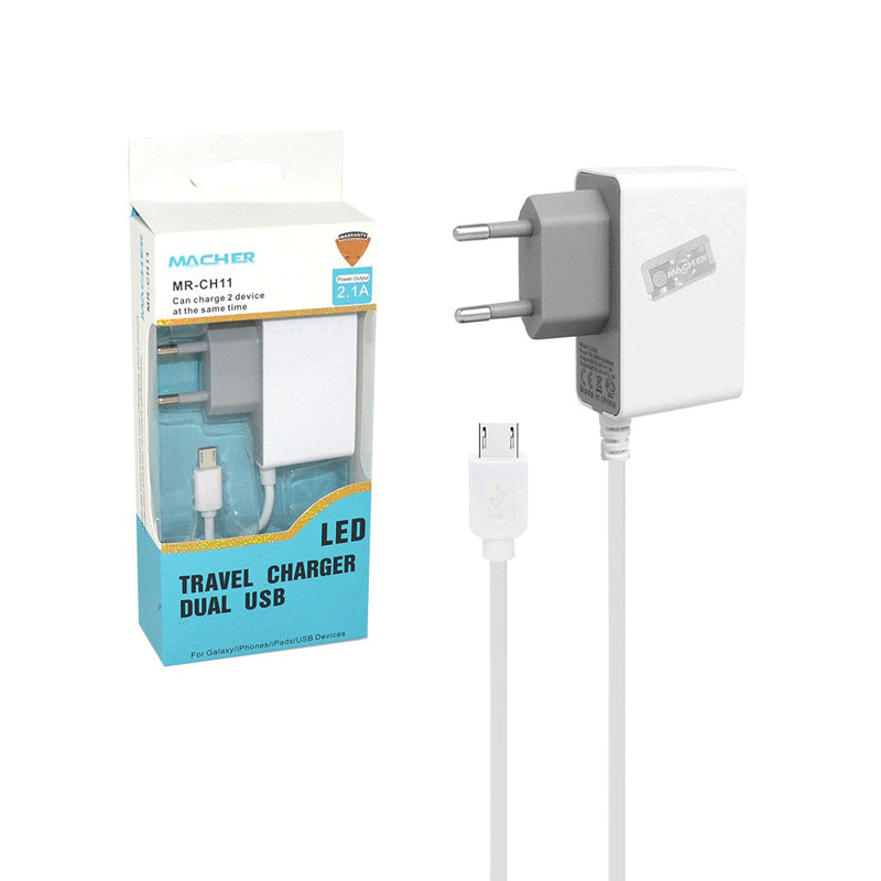 شارژر دیواری  MACHER MR-CH11 + کابل میکرو
