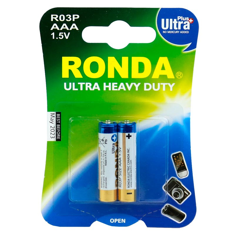 باتری نیم قلم Ronda Ultra Plus Heavy Duty R03P