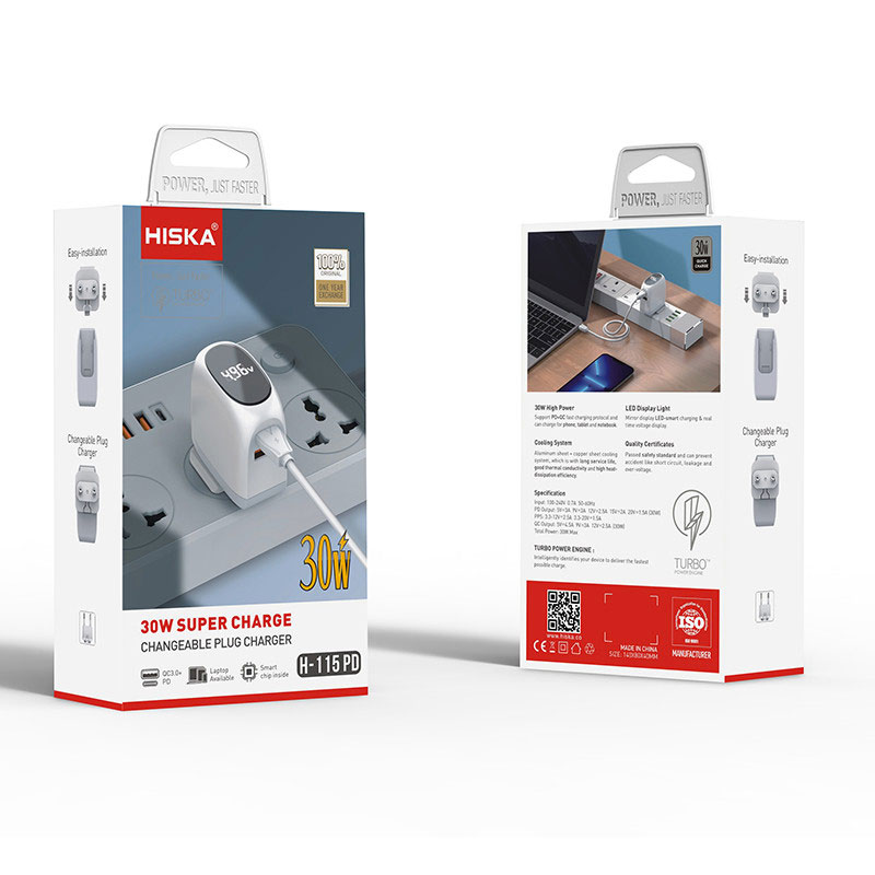شارژر دیواری هیسکا HISKA H-115PD 30W + کابل TYPE C