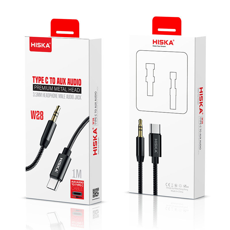 کابل تبدیل TYPE-C به جک 3.5 میلی متری هیسکا (TYPE-C TO 3.5 AUX HISKA W28)