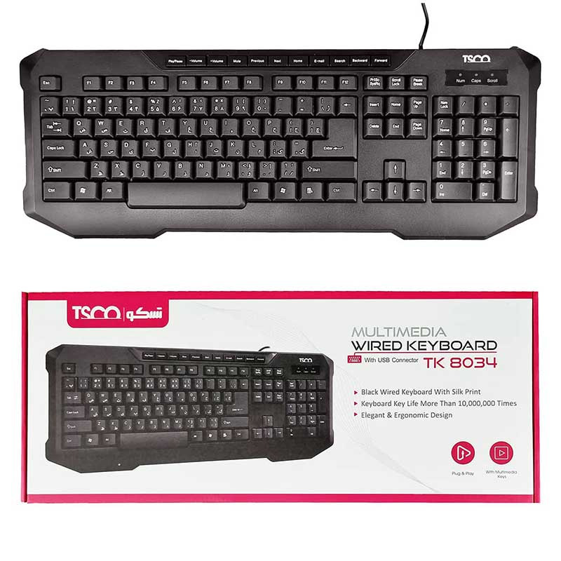 کیبرد سیم دار تسکو TSCO TK 8034
