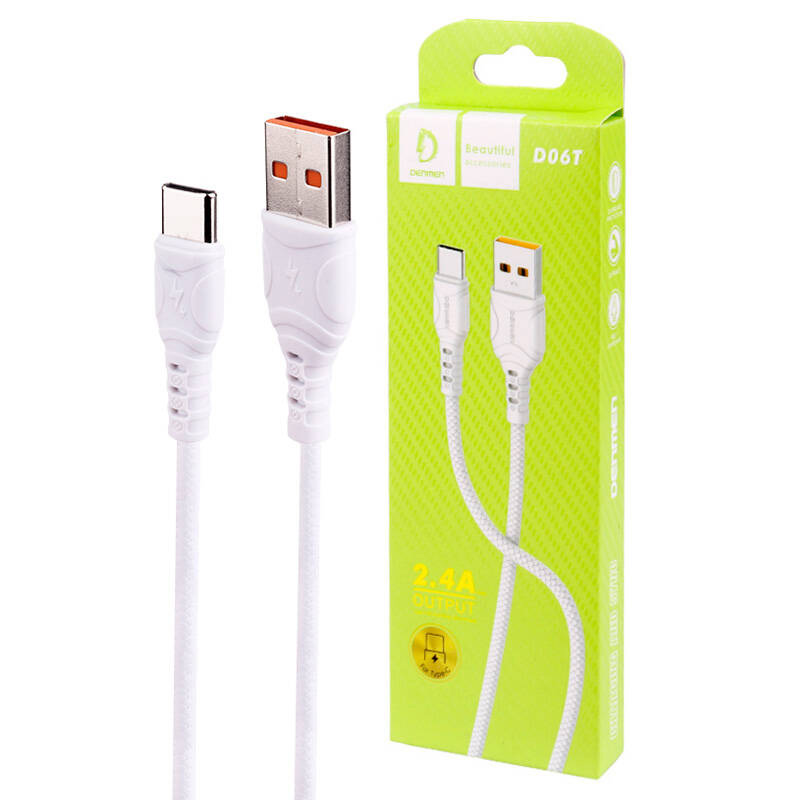 کابل شارژ TYPE C فست Denmen D06T 2.4A 1m