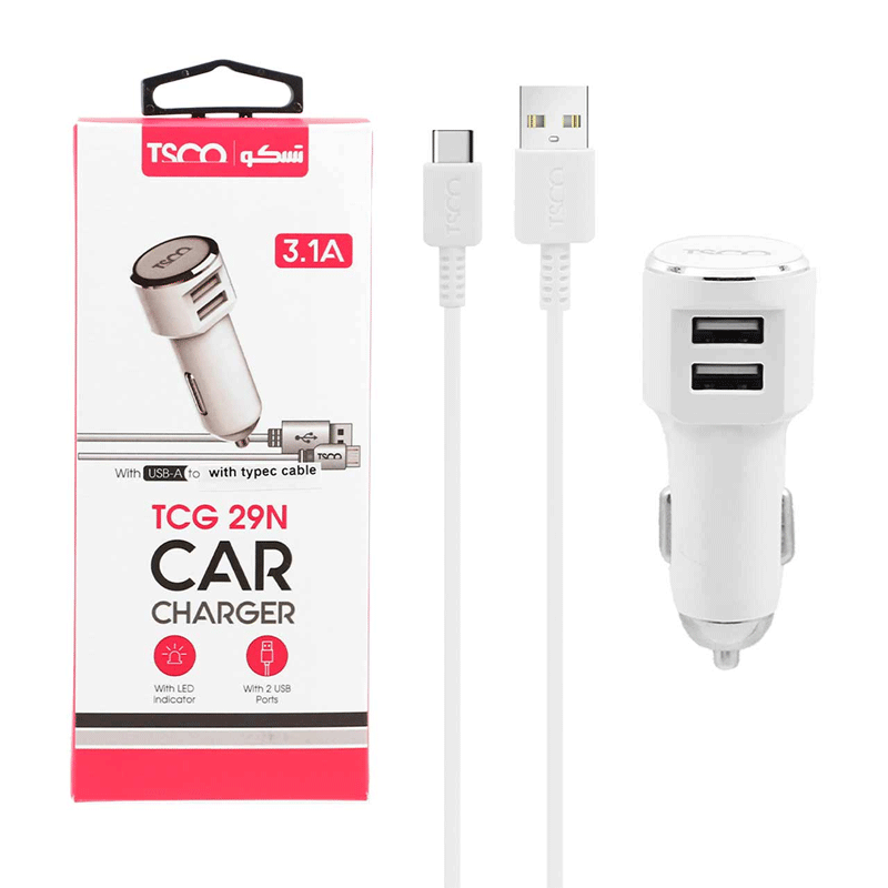 شارژر فندکی تسکو TSCO TCG 29N + کابل MICRO