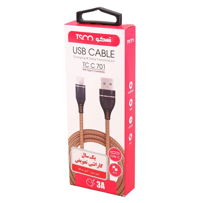 کابل شارژ TYPE C تسکو TSCO TC C701 1M