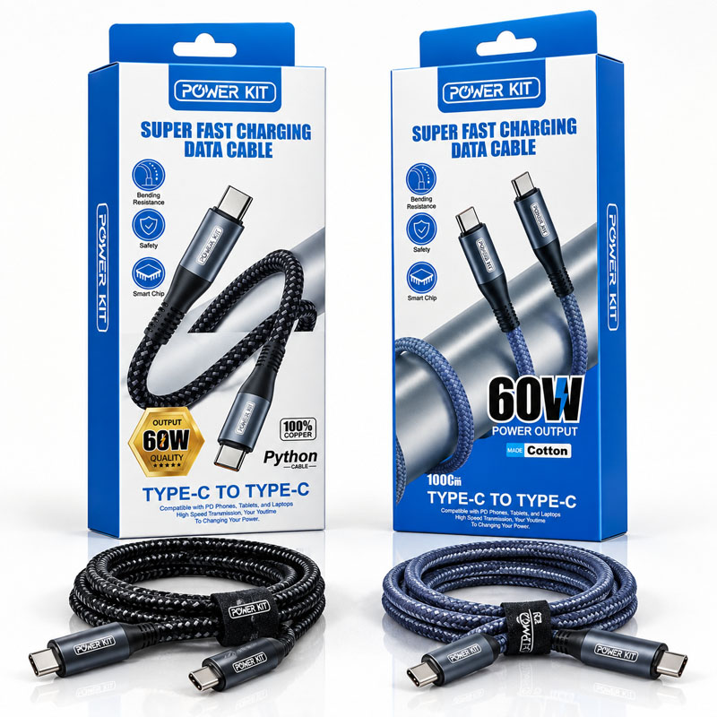 کابل شارژ POWER KIT COTTON Type-C to Type-C 1M 60W