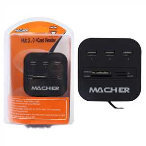 هاب 3 پورت MACHER MR-139 USB 2.0 + رم ریدر