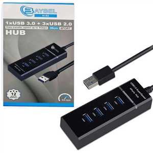 هاب 4 پورت BAYBEL H-92 30CM 3USB 2.0 + 1USB 3.0