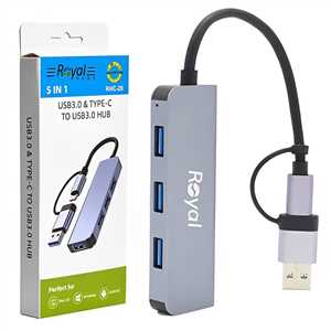 هاب 4 پورت رویال ROYAL RHC-20 USB 3.0 & TYPE C 