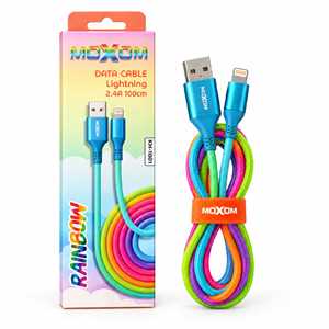 کابل شارژ آیفون موکسوم MOXOM KH-100I RGB 1M 2.4A
