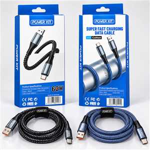 کابل شارژ TYPE C پاورکیت POWER KIT COTTON 1M 60W
