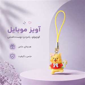 آویز موبایل و فلش خرس گلی