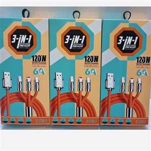 کابل شارژ 3 کاره 6A 120W