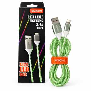 کابل شارژ آیفون موکسوم MOXOM KH68I RGB 1M 2.4A