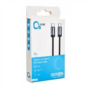 کابل شارژ OXYGEN LX-22 Type-C to Type-C 25CM 60W  پاوربانک