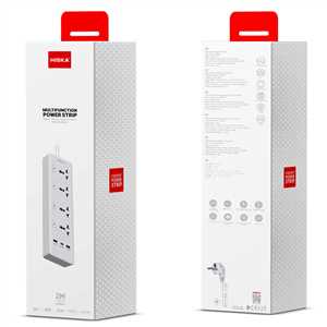 4 خانه برق هیسکا CH-5518EU با کابل 2 متری + شارژر USB و Type-C